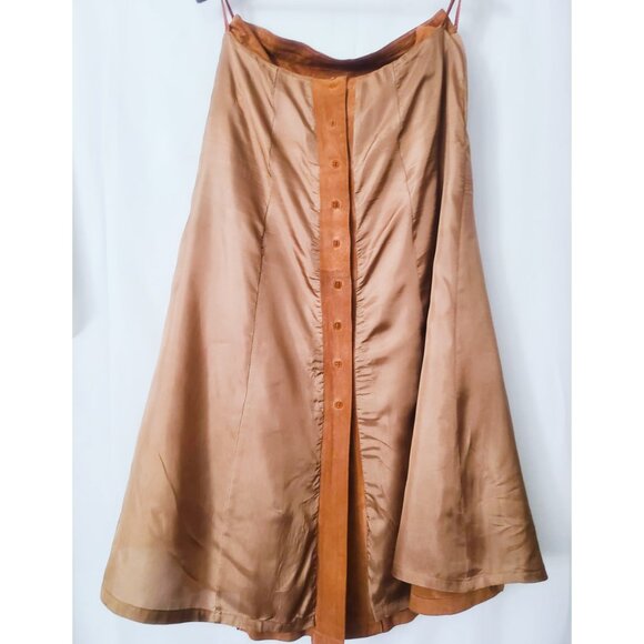 STRIWA VINTAGE Genuine Soft Suede Skirt, neutral full midi skirt, GERMAN-MADE - Picture 2 of 4